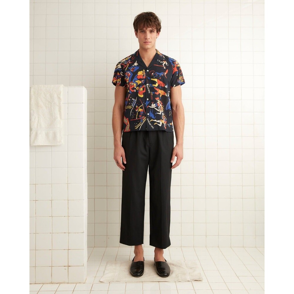 ❤️Bode Pastimes Short Sleeve Men's Shirt Printed Cotton Buttondown M NEW 284653